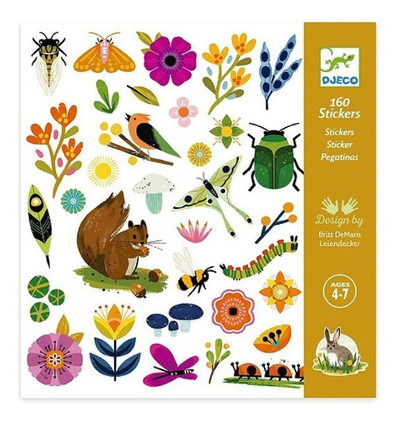 Stickers Jardín Animales Plantas Djeco 160 Unidades +4 Años 0