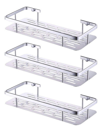 Pack X3 Estante Rectangular Ducha Baño Acero Inox C/ Baranda 0
