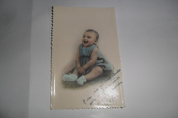 Antigua Foto Fotografia Beba Dedicada 1945 Bebe Coloreada 0