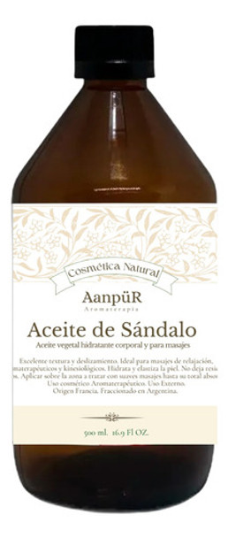 Aceite De Sándalo Para Masajes  Aanpür Natural 500 Ml 0