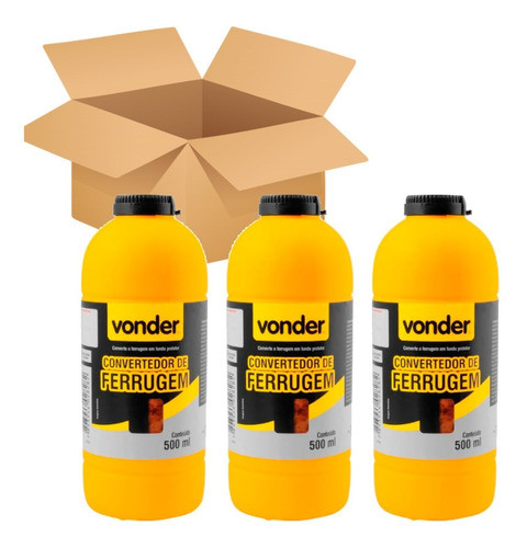Kit 3x Convertedor De Ferrugem Fundo Protetor Vonder 500ml 0