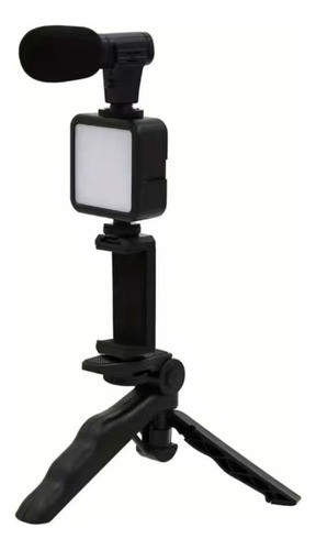 Set Soporte Tripode Microfono Luz Led Bluetooth Vlog Studio 0