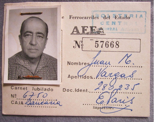 Antiguo Carnet De Afe Tren Uruguay 0