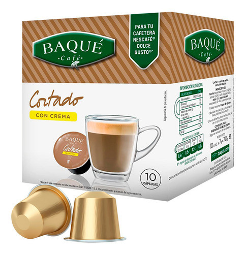 10 Cápsulas Cafe Baqué Compatibles Cafeteras Dolce Gusto Trx 0