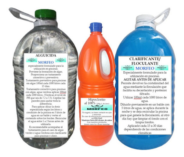 Pack Productos Piscina Alguicida, Cloro, Clarificante 0