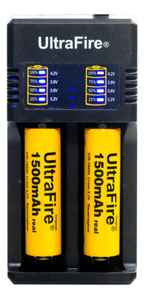 Carregador Bateria 18650 + 2 Bat 18650 3,7-4,2v Recarregável 0