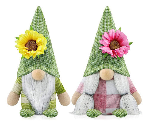 Godeufe Set De 2 Gnomos De Primavera Flores De Peluche Decor 0