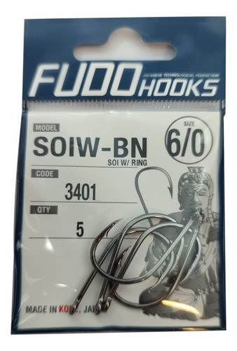 Anzuelos Fudo Soiw-bn #6/0 Atado De Moscas 0