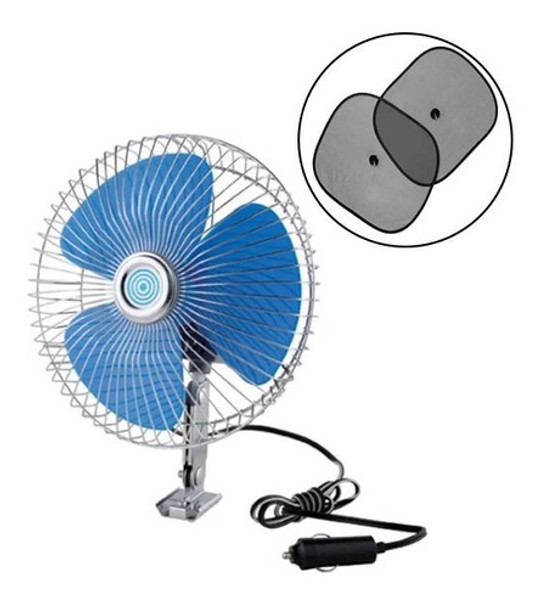 Ventilador Metálico 12v 8 Pulgadas Oscilante Auto + Parasol 0