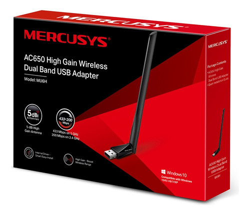 Placa De Red Usb Mercusys Mu6h Doble Banda 0