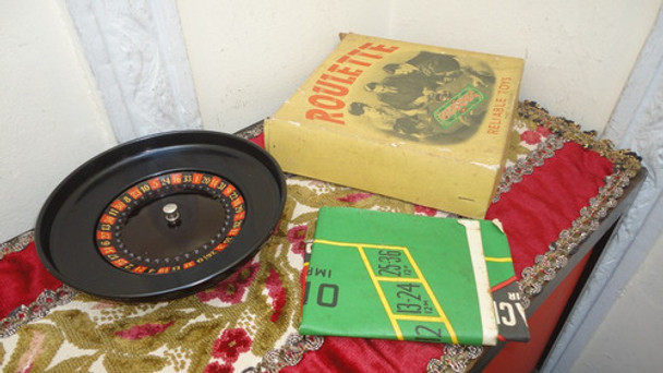Juguete Ruleta Casino Ingles Antiguo De Chapa Caja Miralo 0