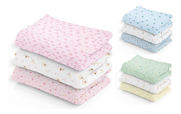 Fralda Cueiro Estampado Crianca Bebe 80x60 Cm Contem 3 Uni 0