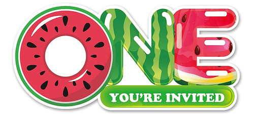Sandía 1st Party Invitaciones Con Sobres, 20 Set Watermelon 0