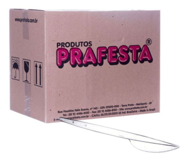 Faca Plástica Refeição Cristal Com 1000 Unidades Prafesta 0