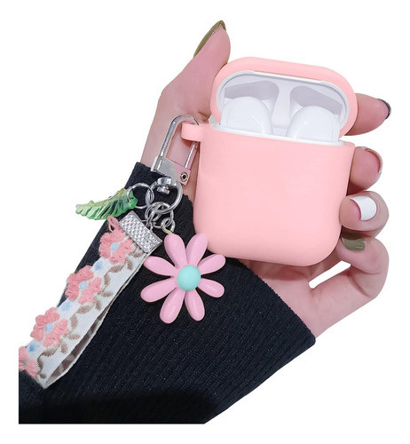 Funda Para AirPods De Silicona Color Rosa A Prueba De Golpes 0