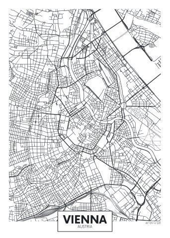 Mapa De Viena - Austria - Lamina De 40 X 50 Cm 0