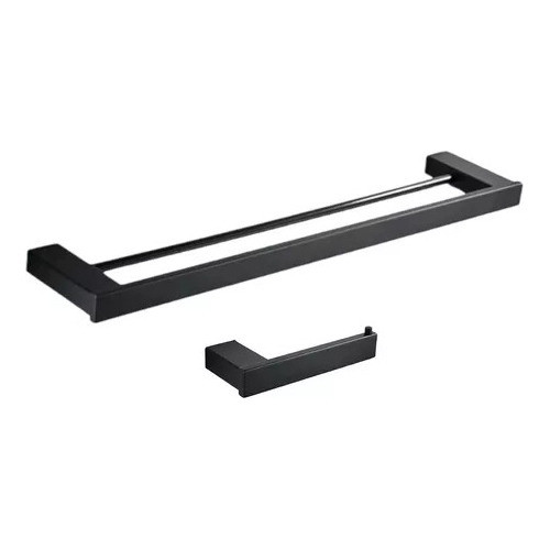 Kit Banheiro Acessórios Aço Inox Preto Fosco 2 Peças Premium 0