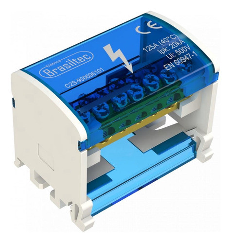 Bloco De Distribuicao 7 Furos 125a Azul 2 Barramentos 0