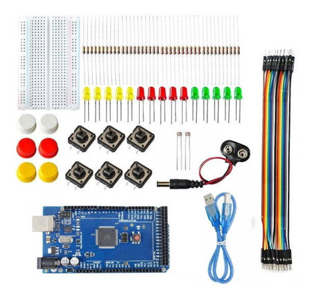 Kit Iniciante Placa Mega 16u2  Compatível Com Arduino Nfe 0
