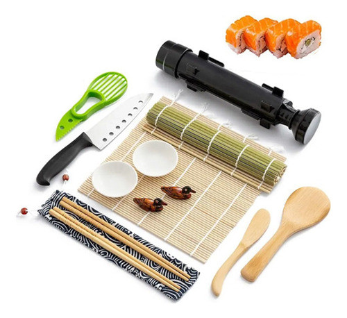 Kit 14 Esteiras Preparo De Comida Japonesa Sushi Bambu R 0