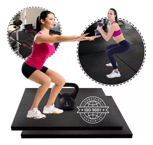 Kit 16 Tapete Emborrachado Academia Piso Borracha 50x50 10mm 0