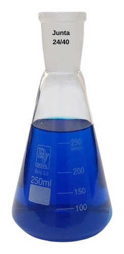 Frasco Erlenmeyer Vidro Boro 3.3 Com Junta Esmerilhada 250ml 0