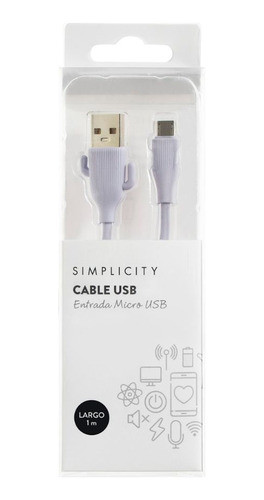 Cable Usb Simplicity Entrada Micro Usb Lila 0