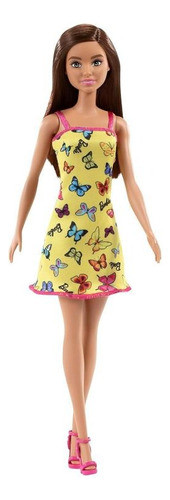 Muñeca Barbie Básica Vestido Mariposa Amarillo 30cm Mattel 0