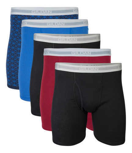 Cuecas Boxer Masculinas Gildan, Pacote Múltiplo, Azul, Cinza 0