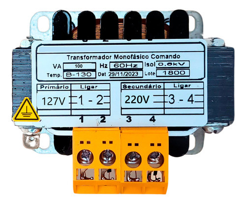 Transformador Comando Mono 100va E-127v S-220v 0