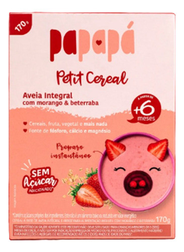 Cereal Infantil Aveia, Morango E Beterraba Papapá 170g 0