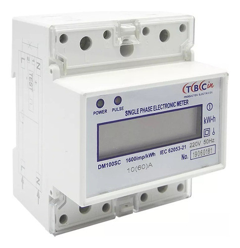 Medidor De Energia Consumo Monofasico 220v Riel Din Tbcin 0