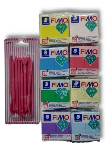 Set 8 Arcilla Polimerica Fimo Translucido/pastel +14 Estecas 0
