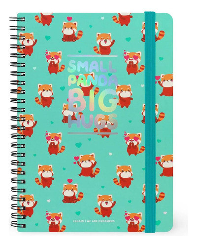 Cuaderno A5 Rayado Con Espiral Panda Rojo Legami - Mosca 0