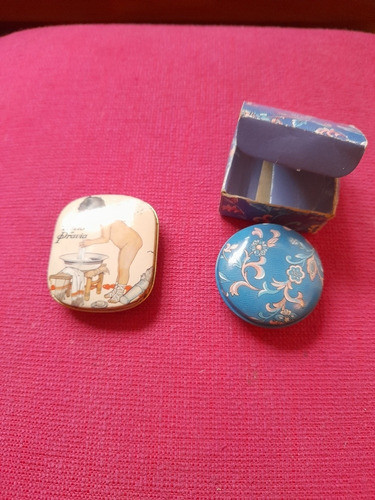 Dos Pequeñas Cajitas De Metal Retro. Avon Heno De Pravia 0