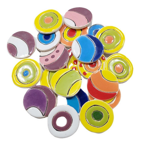Figuras Forma De Circulo 3,5cm De Ceramica X 6 Unidades 0