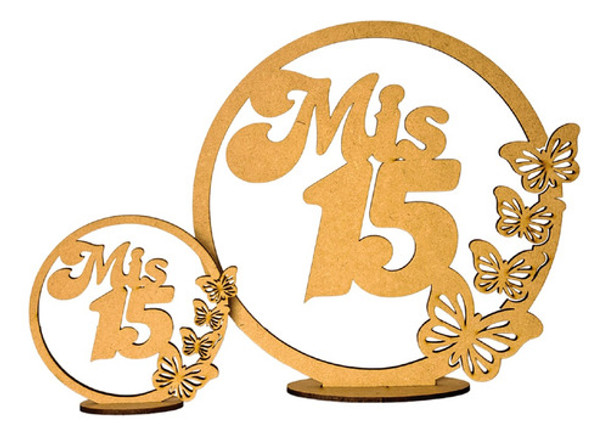 30 Souvenir 10cm Y 10 Central 20cm Aro Mis 15 Mariposas Mdf 0