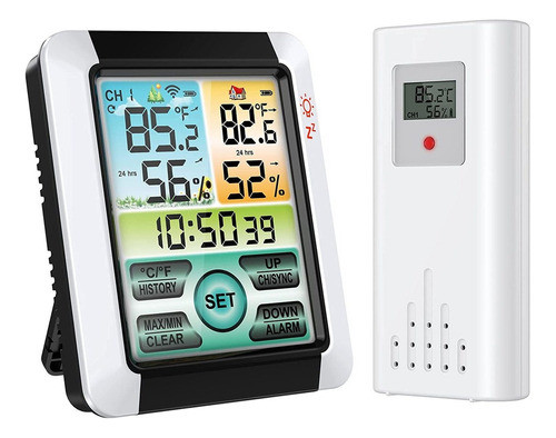 Estação Meteorológica Sem Fio Lcd De 4 Polegadas Com Sensor 0