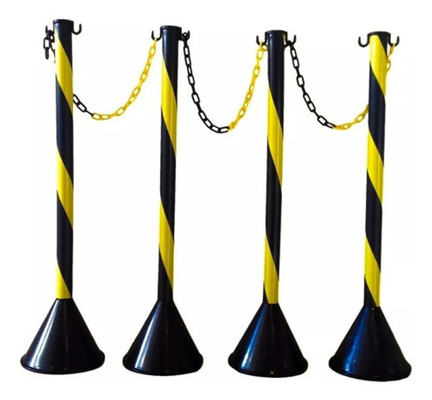Kit 4 Pedestal Organizador Fila Corrente Preto/amarelo 90cm 0 Kit 4 Pedestal Organizador Fila Corrente Preto/amarelo 90cm 0