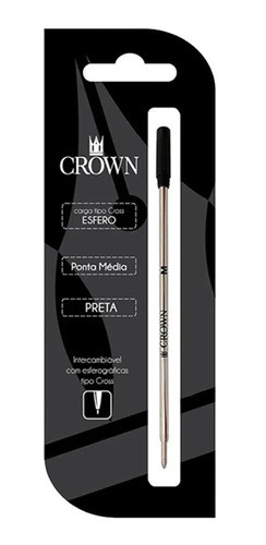 Carga  Crown Preta Esferográfica Padrão Cross Ca12009p 0