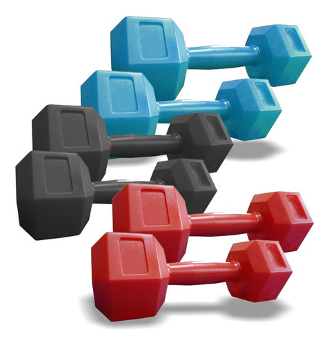 Par Mancuernas Pvc Rellena Hexagonal 9k C/u Pesas 0