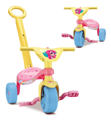 Brinquedo Velotrol Triciclo Tchuco Rosa Totoka Menina Haste 0