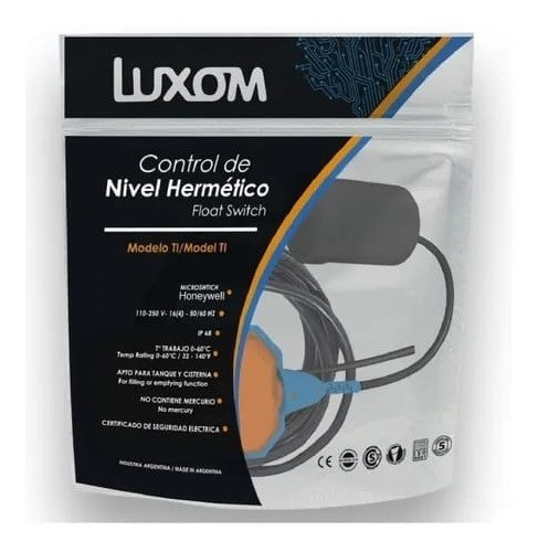 Flotante Automático Para Tanque / Cisterna Luxom Cable 1.5 M 0