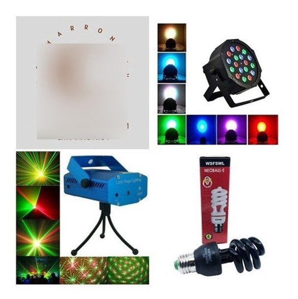 Lampara Luz Negra  + Flash Led + Laser Multipunto 0