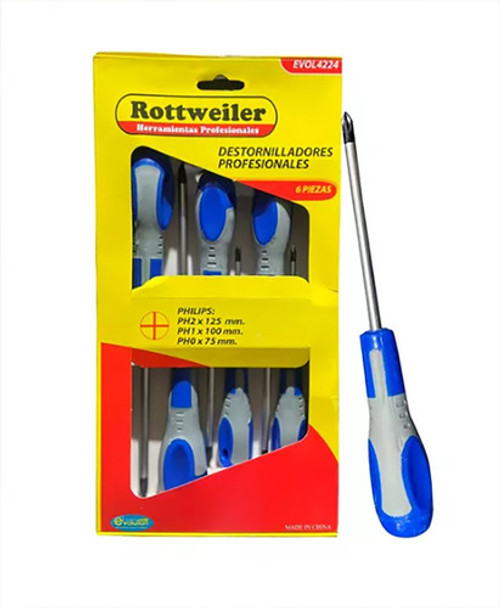 Juego De Destornilladores Phillips X 6 Unidades Rottweiler 0