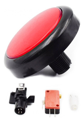Boton Pulsador Arcade 100mm Retroiluminado Led Rojo 0