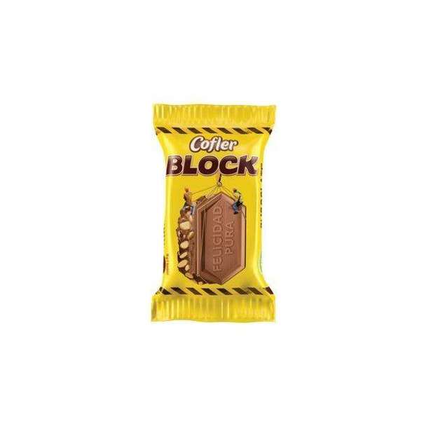 Oblea Cofler Block XL Milk Chocolate & Peanuts Coated Wafers Bars with Chocolate Filling Perfect Sweet Snack, 45 g / 1.6 oz (box of 16 bars)