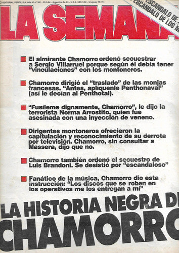 La Semana #381 1984 Chamorro Raffaella Carar Menem Deogas 0