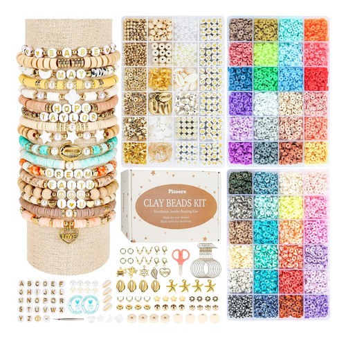 Pizooro 10500 Clay Beads Kit for Bracelet Making, 48 Colors