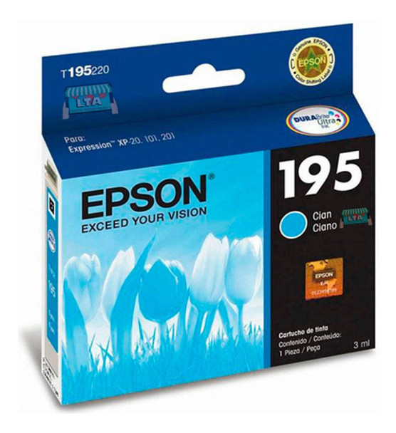 Cartucho Tinta Cian Original Para Impresora Epson Xp-201 0